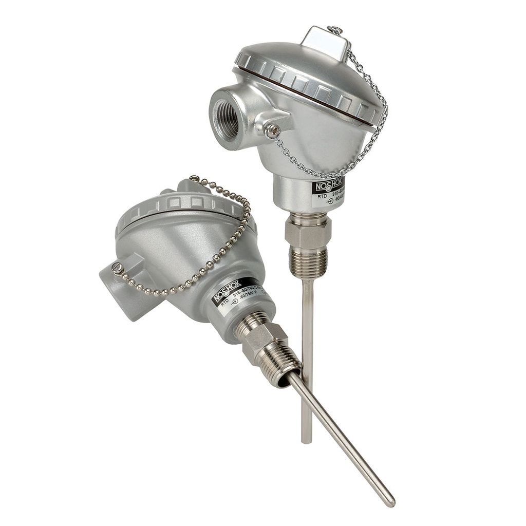915 Series Industrial RTD, Probe Type w/Connection Head, -330 to 1,100 °F, 1/2" NPT-Male, 6" Stem Len, 0.250" Stem Diam 
