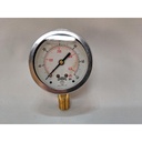 Pressure Gauge, 63mm dial size, 1/4" NPT bottom, 0-600PSI/kPa, Liquid Filled 