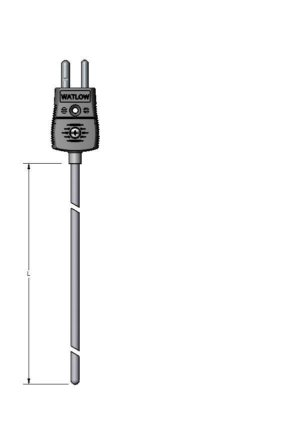 AC Style Mineral Insulated Type J Thermocouple, 1/8" dia sheath, 36" length, plug with mating connector, 316 SS