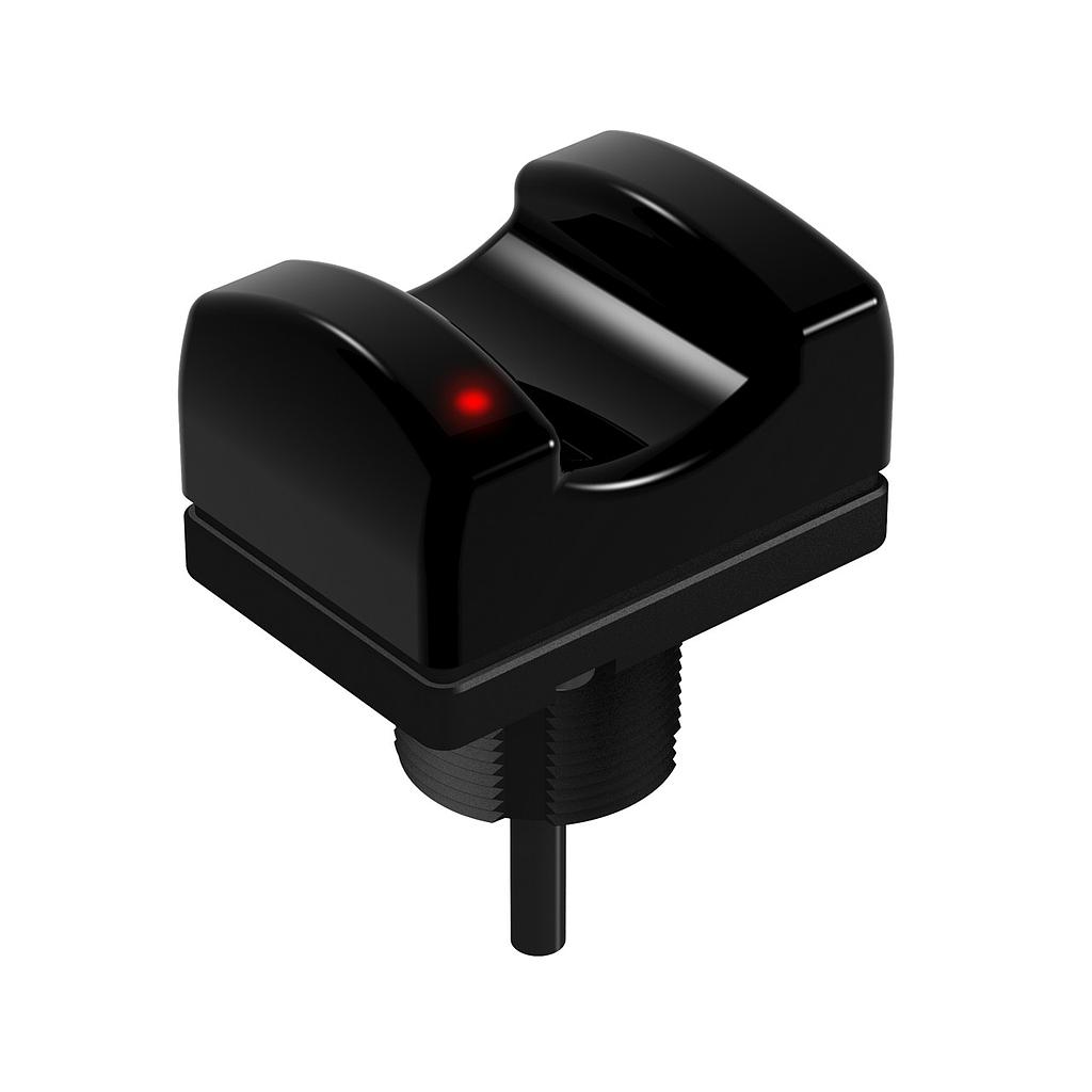 OTB Series: Momentary Action Touch Button w/Black F.C.; Input: 20-30 V ac or dc; Upper Housing: Polysulfone; Output: E/M Relay (SPDT); 150 mm (6 in) 5-pin M12 PVC Pigtail QD (OTBVR81QD)