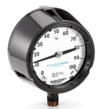 4.5" Ashcroft Duragauge Pressure Gauge, 1/2" NPT SS Lower Connection, 400 PSI, Dry Case 