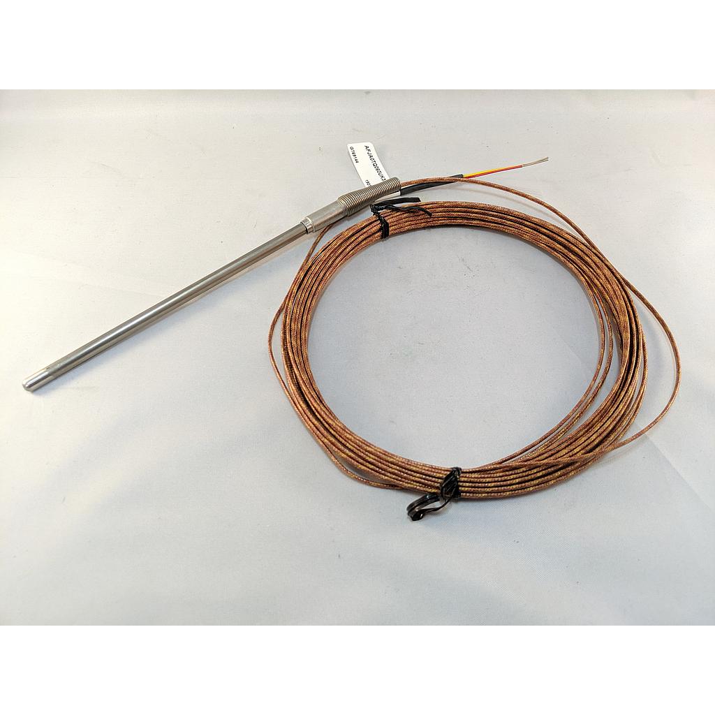 Watlow Type K Ungrounded Thermocouple, 1/4" Dia x 4" Long Inconel Sheath, 30' Fiberglass Leads 