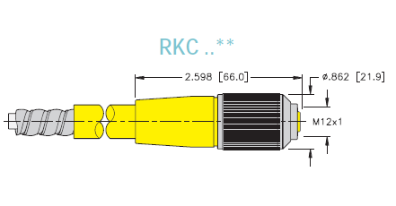 Turck Actuator and Sensor Cordset, Connection Cordset (RKC 8.6T-2) 2M Length