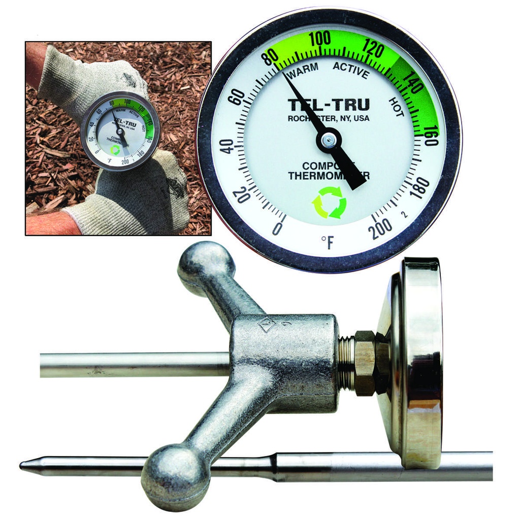 Tel-Tru 3" Dial Thermometer, Back Connected, 0/200F, 1/2" NPT, 72" Stem
