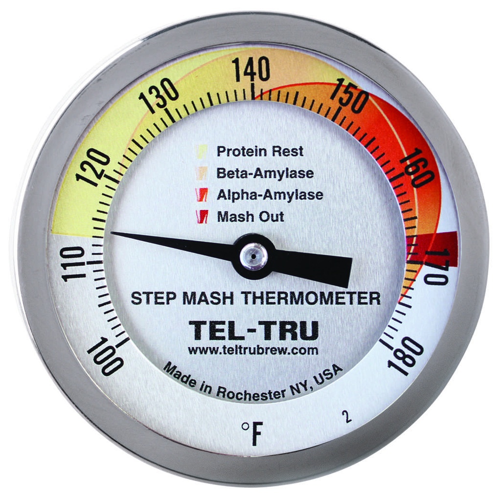 Tel-Tru 3" Dial Thermometer, Back Connected, 100/180F, PLAIN, 30" Stem