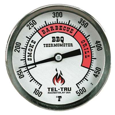 Tel-Tru BQ300 3" Dial Thermometer, Back Connected, 100/500F, 1/2" NPT, 2.5" Stem