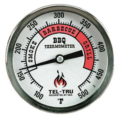 Tel-Tru BQ300 3" Dial Thermometer, Back Connected, 100/500F, 1/2" NPT, 4" Stem
