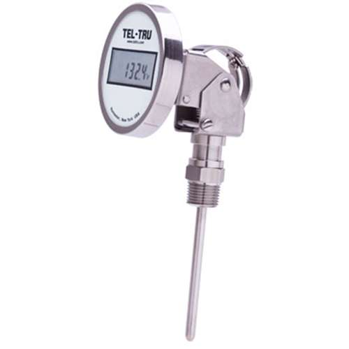 Tel-Tru 3" Digital Thermometer, Adjustable Angle Connected, -67/302F, 1/2" NPT, 2.5" Stem