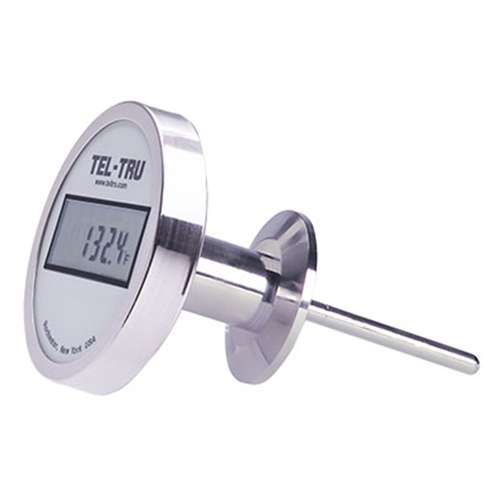 Tel-Tru 3" Digital Thermometer, Back Connected, -67/302F, 2" Sanitary Flange, 4.5" Stem