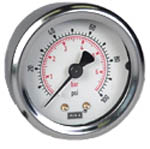 Wika 212.53 Series Industrial Brass Dry Pressure Gauge, 2" Dial, 0 to 7 kg/cm2/PSI, 1/4" NPT Brass Center Back Mount