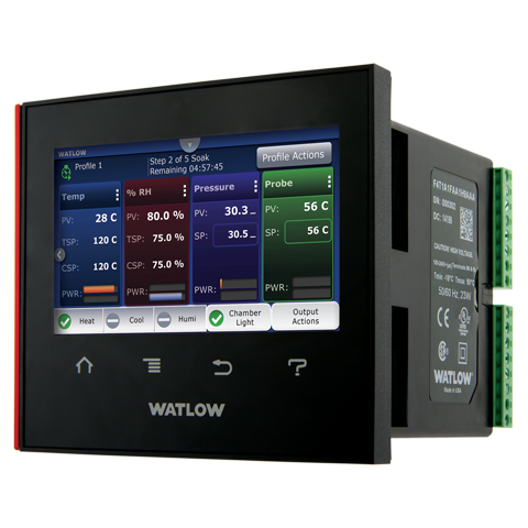 Watlow F4T Touchscreen, Data Logging, 100-240VAC,One Control loop, No Populated Flex Modules 