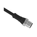 Cordset: Single Ended M12; 4-pin Straight Male; 5.04 m 4x22 Black PVC Jacket; Nickel-Plated Brass Coupling Nut (MQDMC-415)