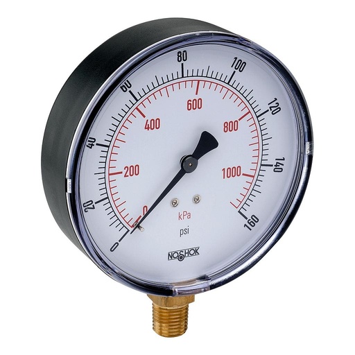 [40-100-100-psi] 100PSI PRESSURE GAUGE 4" DRY 1/4" LM 2.5% ACCURACY BRONZE TUBE