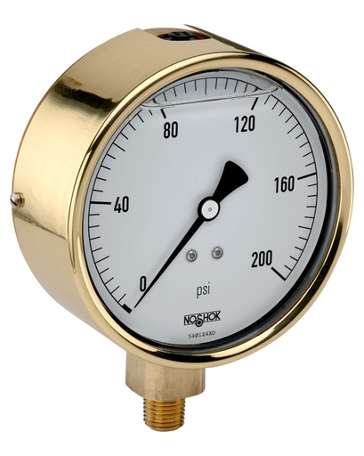 [40-300-1000-psi] 300 Series Brass Case Liquid Filled Pressure Gauge, 0 psi to 1,000 psi