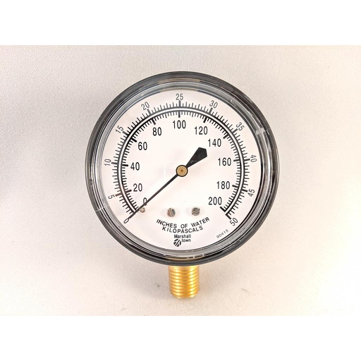 [G22696] PRESSURE GAUGE, 2.5" DIAL, 1/4" NPT BOTTOM CONNECT, 0-200" H2O