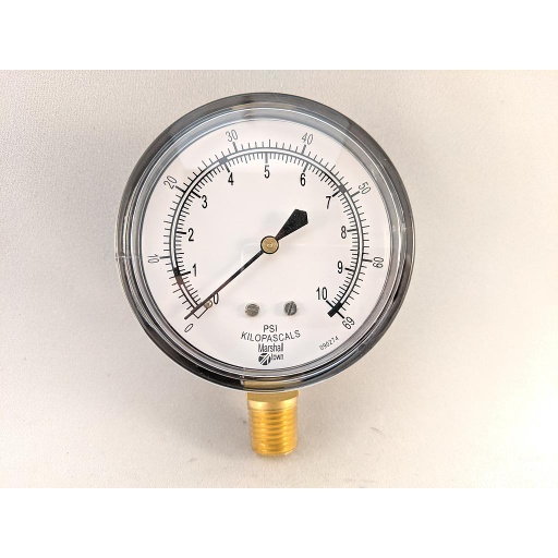 [G22699] PRESSURE GAUGE, 2.5" DIAL, 1/4" NPT BOTTOM CONNECT, 0-10 PSI