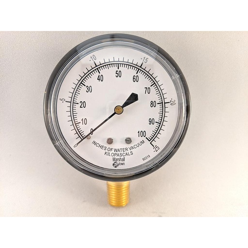 [G24502] VACUUM GAUGE 83K 2.5" 1/4"BOTTOM CONNECT 0-100"WATER COLUMN