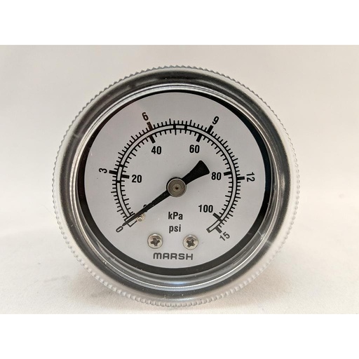 [J2040] PRESSURE GAUGE 0-15 PSI 2" 1/4"CBM 2% ACCURACY
