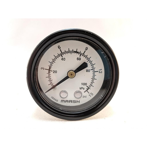 [J2640] PRESSURE GAUGE 0-15 PSI 2" 1/4"CBM 2% ACCURACY