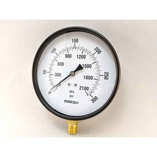 [J9058] PRESSURE GAUGE 0-300 PSI 4.5" 1/4"BOTTOM CONNECT 2% ACCURACY
