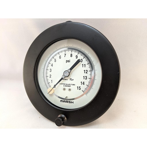 [D1240] PRESSURE GAUGE 0-15 PSI 4.5" 1/4"LBM FLUSH MT CASE .25% ACC