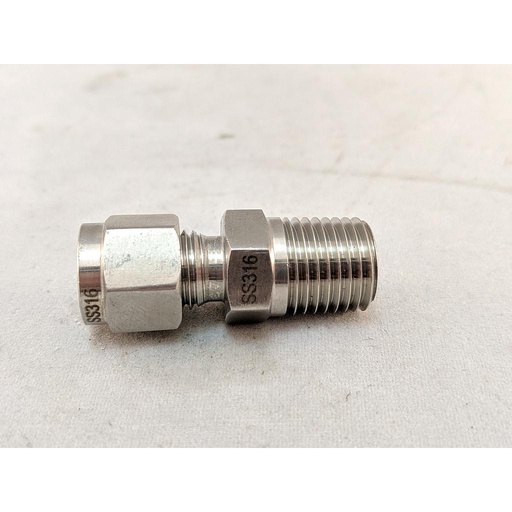 [6008-4B] T/C COMPRESSION FITTING, 1/4"TUBE X 1/4"NPT, STAINLESS STEEL COMPRESSION
