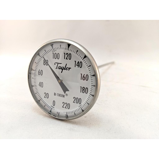 [6215J] BI-METAL THERMOMETER 2"DIAL 8"STEM 0/220F 2F DIVISION