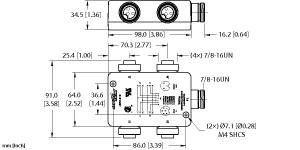 [U2370] Turck Actuator and Sensor Junction Box, 4 Port (4 RKF 30-B1161)