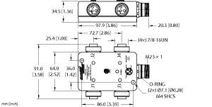 [U2361-01] Turck Actuator and Sensor Junction Box, 7/8 minifast I/O Ports, " (4 RKF 30-X5-CS12)