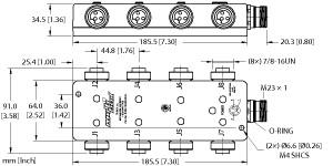 [U2900-1] Turck Actuator and Sensor Junction Box, 7/8 minifast I/O Ports, " (8 RKF 30-X9-CS12)