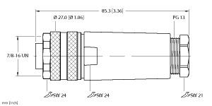 [U6310-1] Turck Actuator and Sensor Field Wireable, 7/8 Connection, " (B 4131-0/13.5)