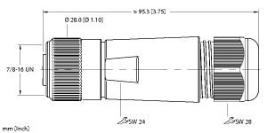 [U2-18532] Turck Actuator and Sensor Field Wireable, 7/8 Connection, " (B 4161-0 8-17MM)