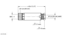 [U0879-55] Turck Actuator and Sensor Field Wireable, M8 × 1 Female Connector, Straight (B 5143-0)