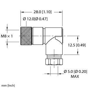[U6535] Turck Actuator and Sensor Field Wireable, M8 × 1, Female, Right Angle (B 5241-0)