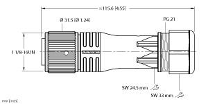 [U2-04063] Turck Actuator and Sensor Field Wireable, 11/8 Connection, " (B 7191-0/21)