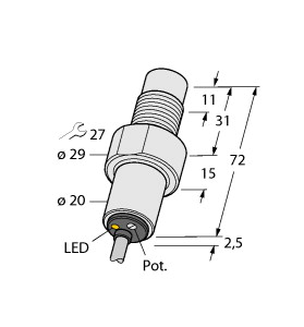 [2503551] Turck Capacitive Sensor, With Increased Temperature Range (BC5-S185-AN4X/S100)