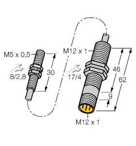 [1533005] Turck Inductive Sensor, With Analog Output (BI1.5-EG05-0.3-M12-SIU-H1141)