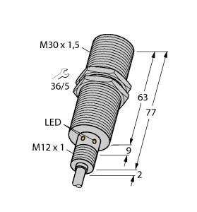 [1636754] Turck Inductive Sensor, With Extended Switching Distance (BI15U-EM30E-AP6X/S90 7M)