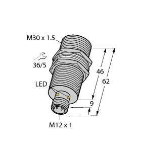 [1636734] Turck Inductive Sensor, With Extended Switching Distance (BI15U-MT30-AP6X-H1141)