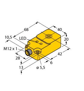 [1584042] Turck Inductive Sensor, For Use in Vehicle Board Nets (BI20-Q20-AN45X2LD-H1141)