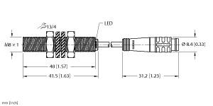 [4602189] Turck Inductive Sensor, With Increased Switching Distance (BI2-EG08-AN6X-0.2-PSG3)