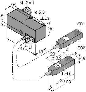 [1613013] Turck Inductive Sensor, Monitoring Kit for Power Clamps (BI2-Q5.5-0.15-0.27-BS-2AP6X3-H1141/S34)