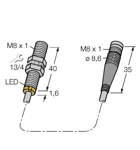 [46020002] Turck Inductive Sensor, With Extended Switching Distance (BI2U-EG08-AP6X-2-PSG3)