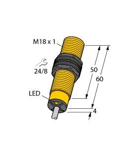 [4656103] Turck Inductive Sensor, With Increased Temperature Range (BI5-S18-AN6X/S100 10M)