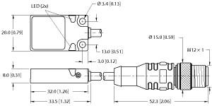 [1608970] Turck Inductive Sensor (BI5U-Q08-AP6X2-0.2-RSE 4T-P7X2)