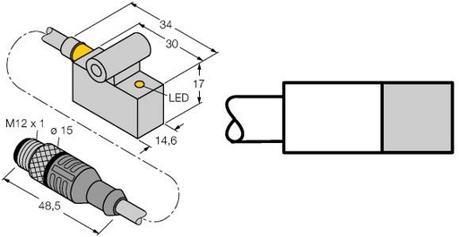 [4621598] Turck Magnetic Field Sensor, For Pneumatic Cylinders (BIM-IKE-AN6X-0.3-RS4T W/KLI3)