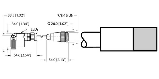 [1347288] Turck Magnetic Field Sensor, For Pneumatic Cylinders (BIM-IKM-AZ3X2-0.2-RSM30 W/KLI3)