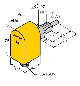 [6871025] Turck Flow Monitoring, Immersion Sensor with Integrated Processor (FCS-N1/2A4P-ARX-B1151/115VAC)