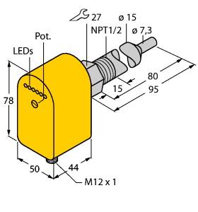 [6871049] Turck Flow Monitoring, Immersion Sensor with Integrated Processor (FCS-N1/2A4P-LIX-H1141/L080)