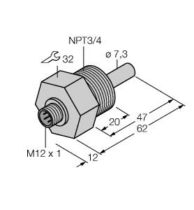[6871304] Turck Flow Monitoring, Immersion Sensor without Integrated Processor (FCS-N3/4A4-NA-H1141)